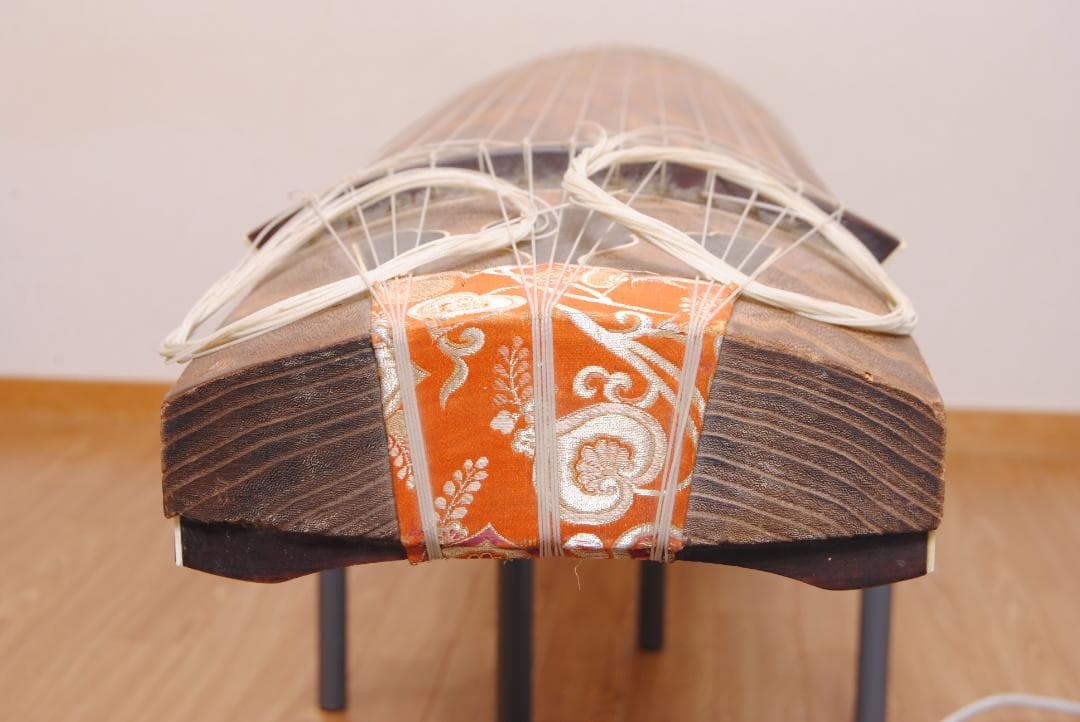 琴 くり甲 綾杉彫 箏 和楽器 刳甲 金 蒔絵 光山 花押