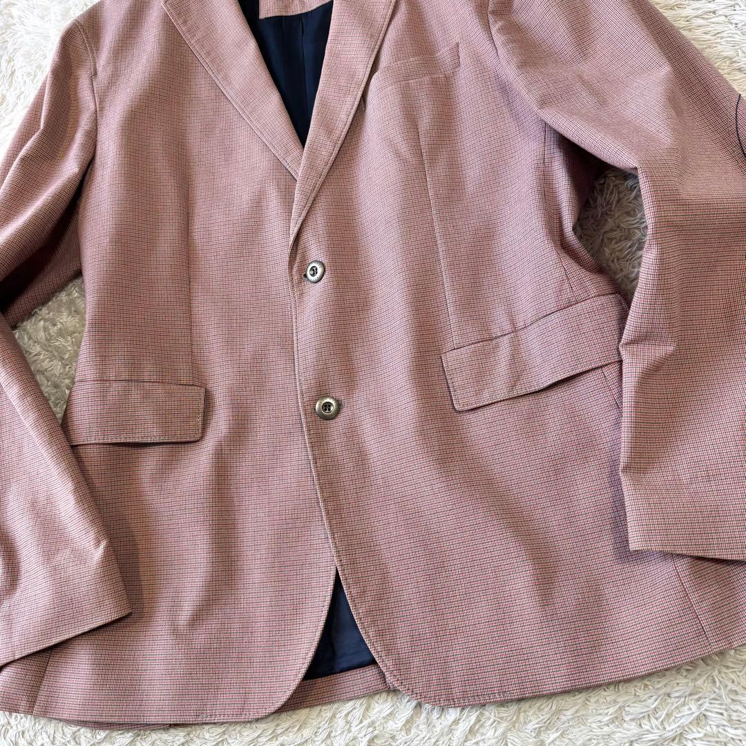 極美品　ヒューゴボス　テーラードジャケット　千鳥　銀ボタン　52 ストレッチ