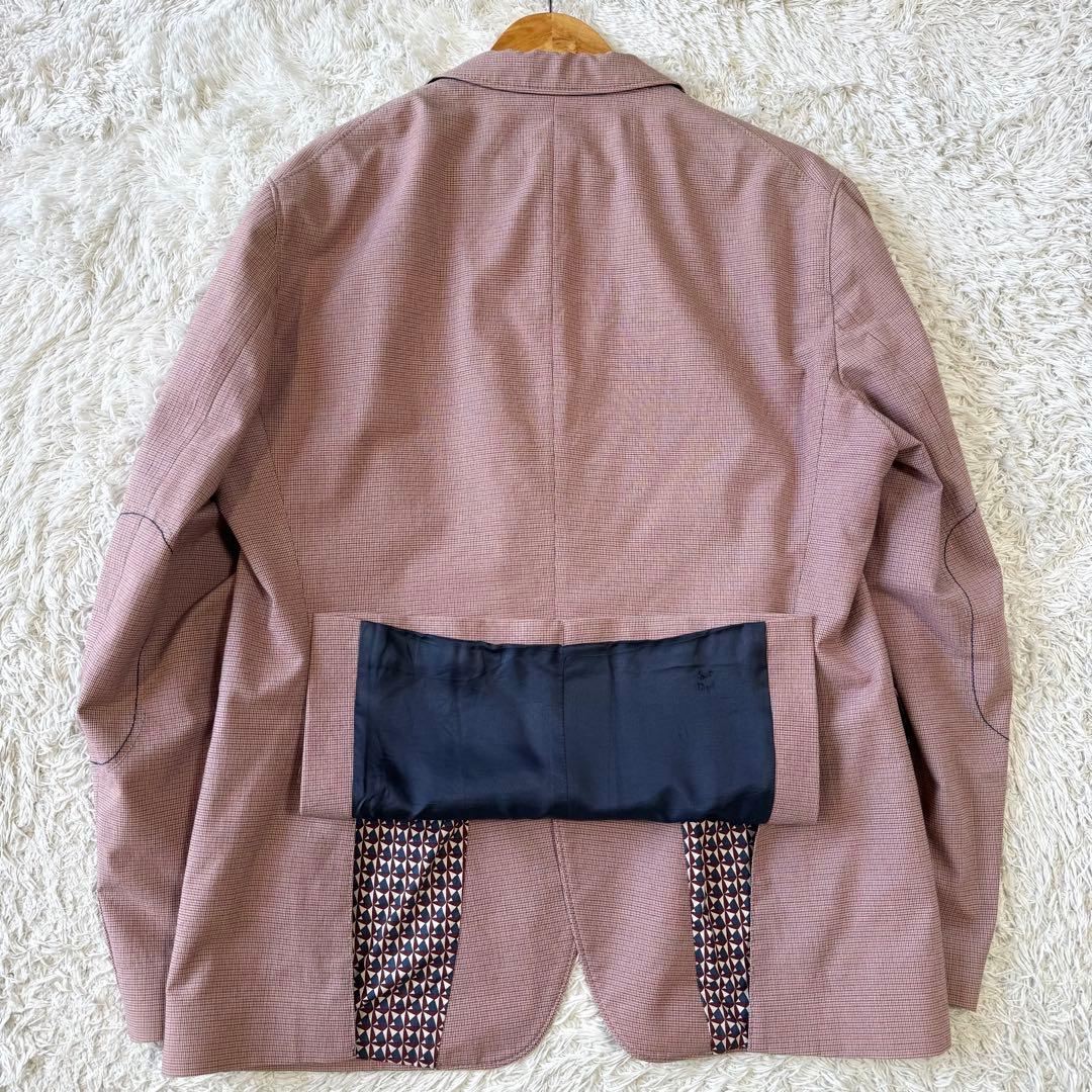 極美品　ヒューゴボス　テーラードジャケット　千鳥　銀ボタン　52 ストレッチ