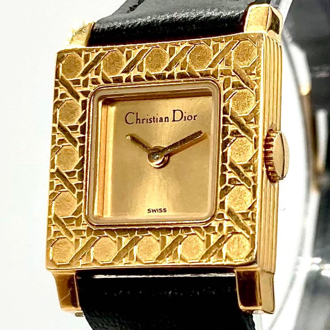【稼動】 ディオール 腕時計 D60-150 QZ ゴールド文字盤 希少ベゼル
