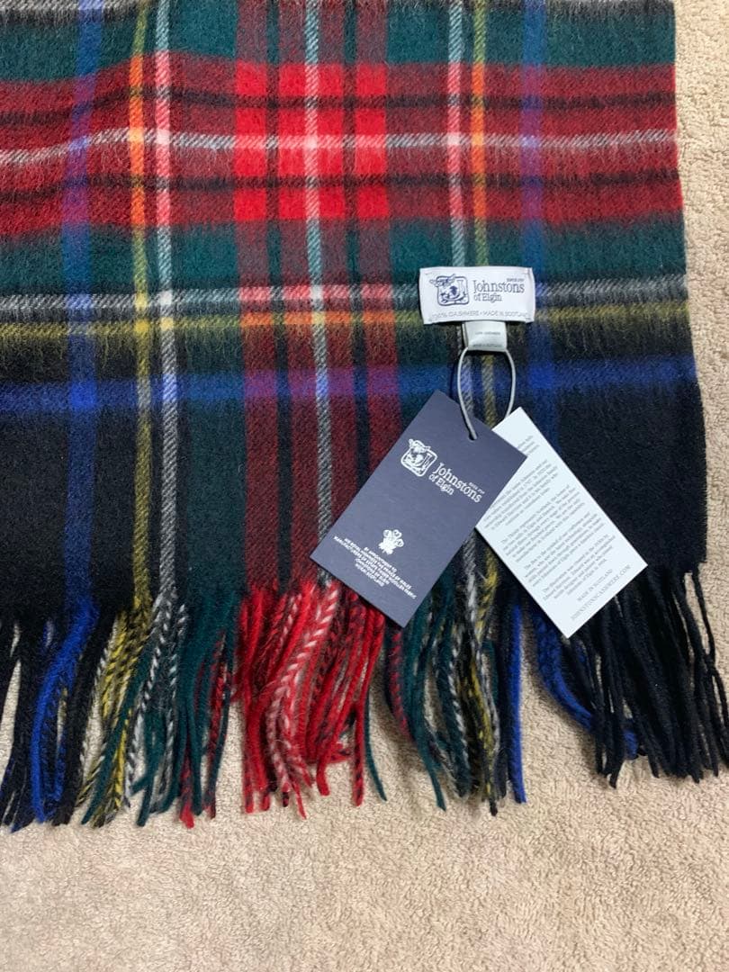 m*e様 美品 ジョンストンズ カシミヤ大判ストール ブラックスチュアート