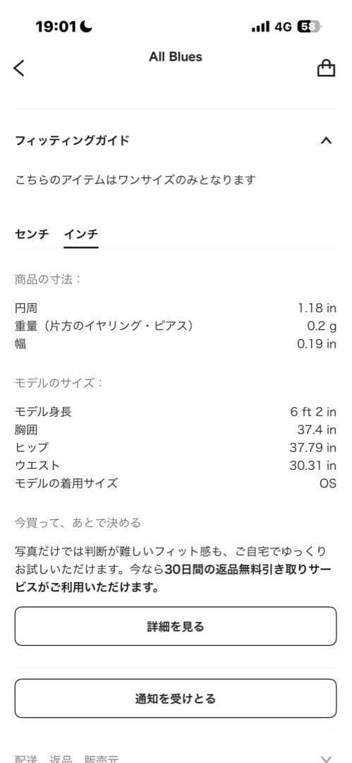 All Blues シルバーフープピアス 片耳