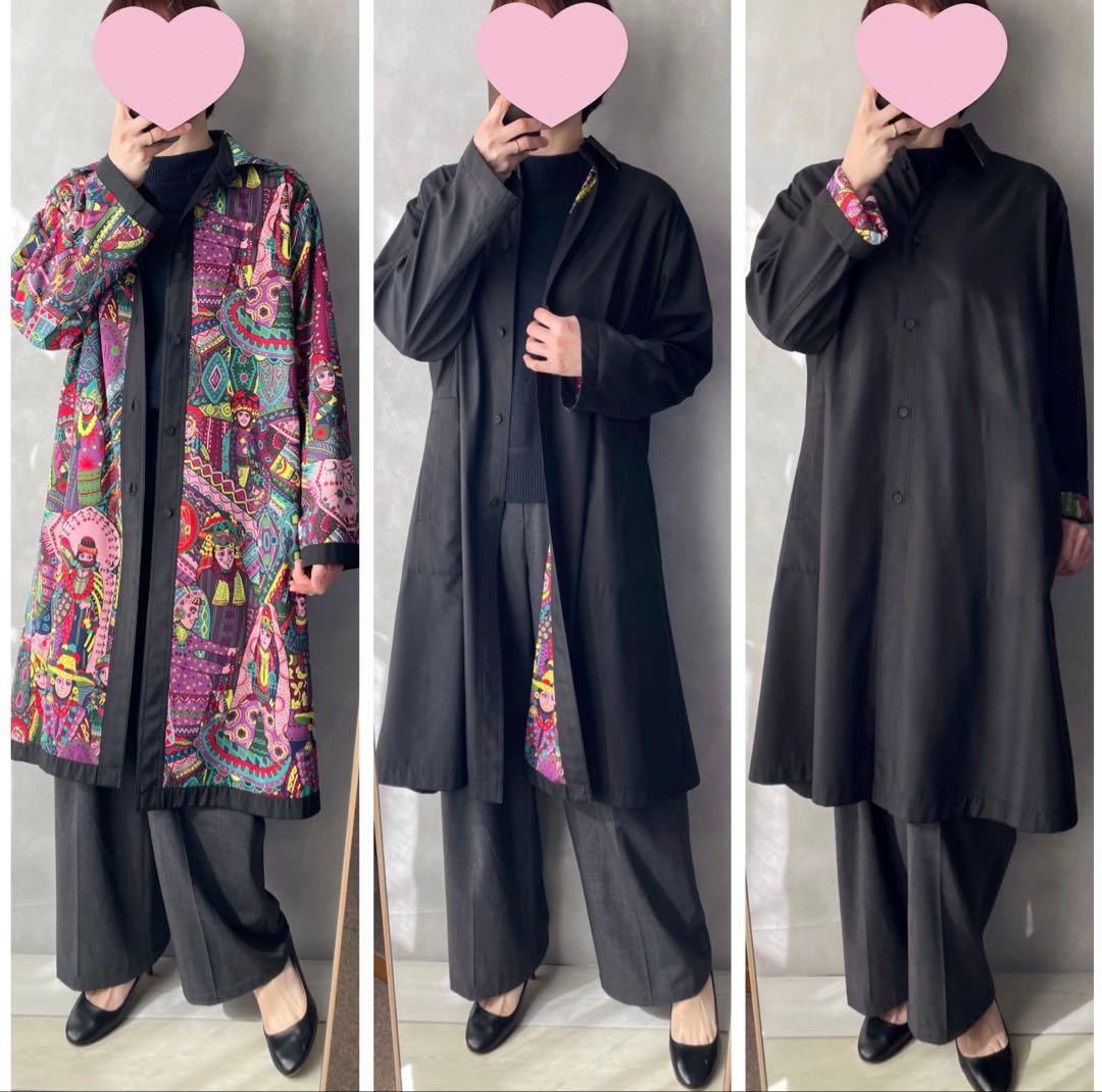 美品✨トクコプルミエヴォル　リバーシブル　ロングコート　春コート　ゆったり9号