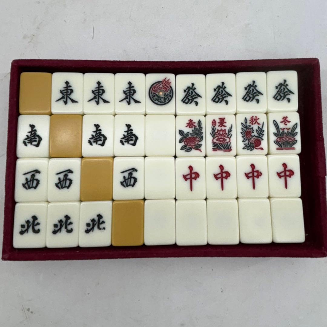 【希少】麻雀 ミズノ 丸一 3色牌 直彫刻 ドラゴン ダイヤ ひまわり 保証表付