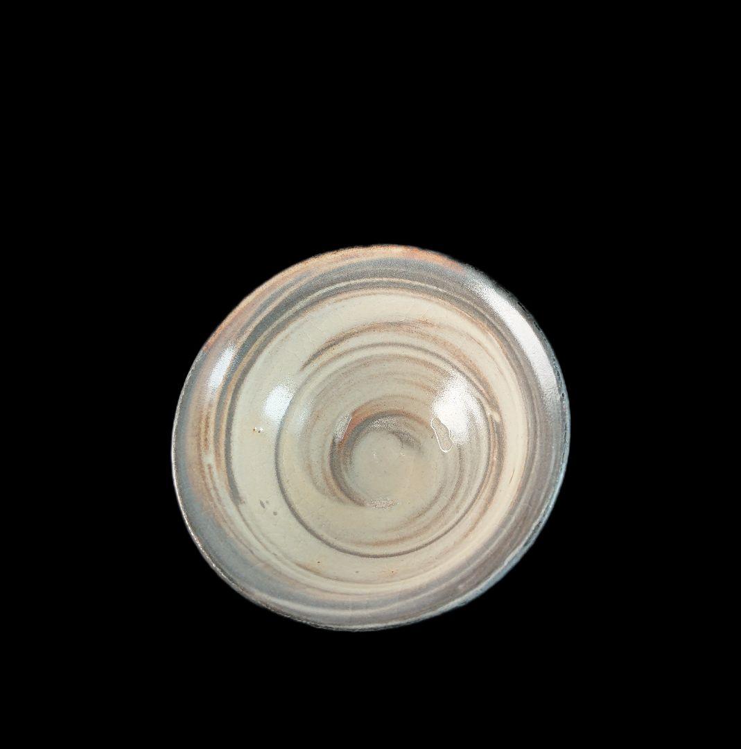 ■唐津焼 巨匠中里重利 刷毛目盃 紐付き共箱、印あり共布、栞三枚全揃い ぐい呑み