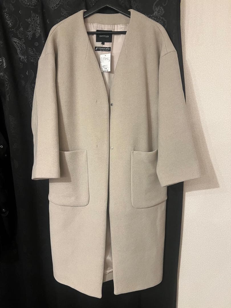 UNTITLED アンタイトル　ポンテベロアノーカラーコートベージュM 新品