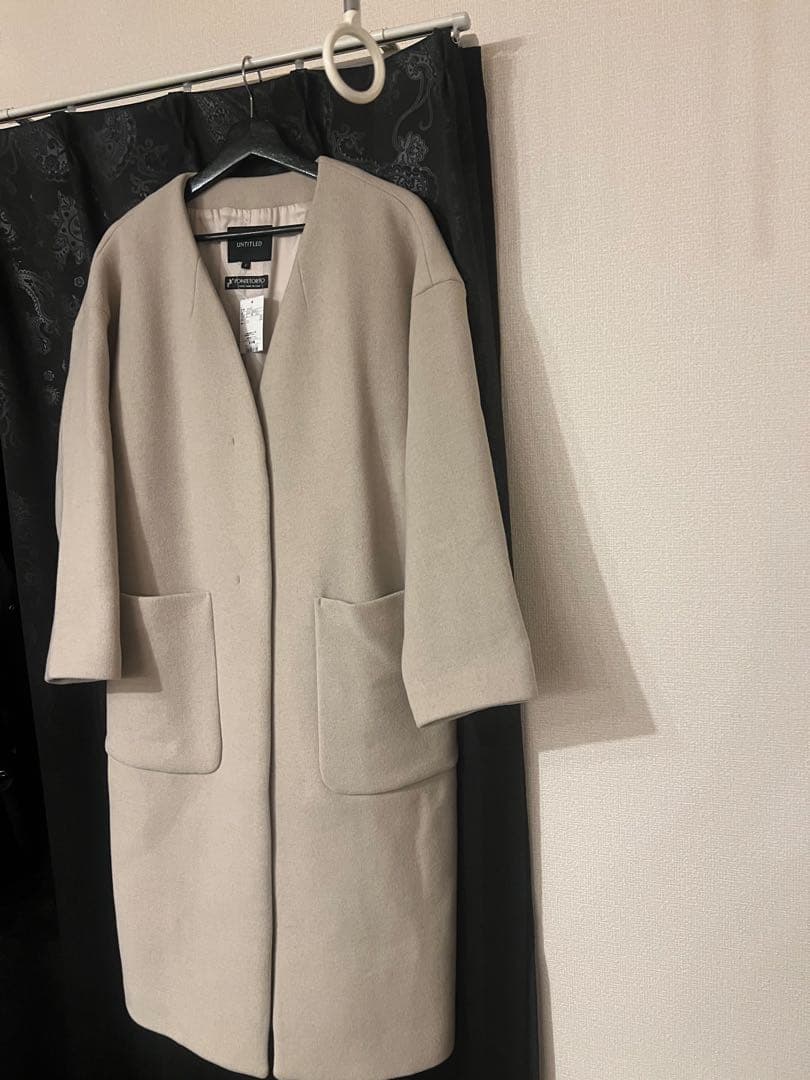 UNTITLED アンタイトル　ポンテベロアノーカラーコートベージュM 新品