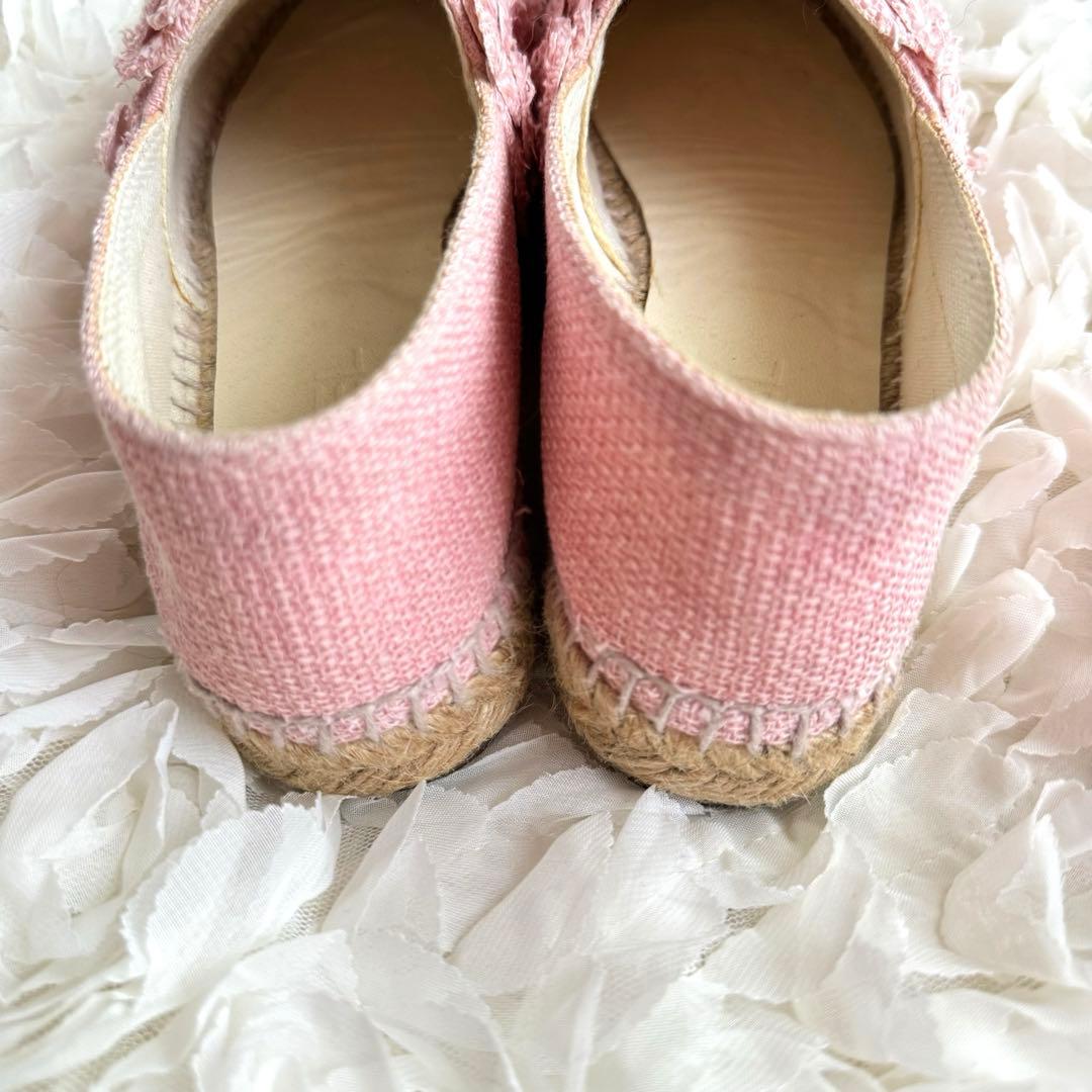 美品　CHANEL カメリア エスパドリーユ ツイード ピンク 36