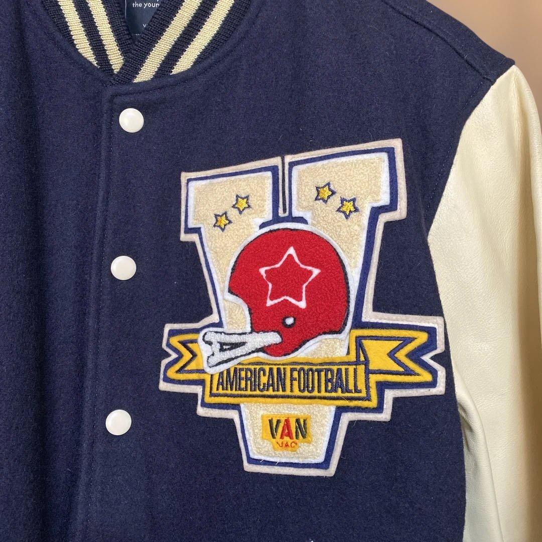 VAN JAC スタジアムジャンパー　袖皮　 Lサイズ　ネイビー