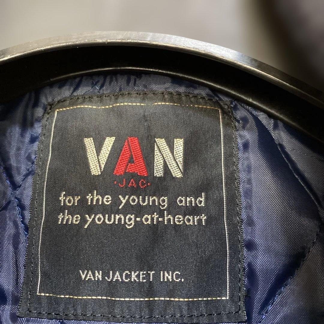 VAN JAC スタジアムジャンパー　袖皮　 Lサイズ　ネイビー