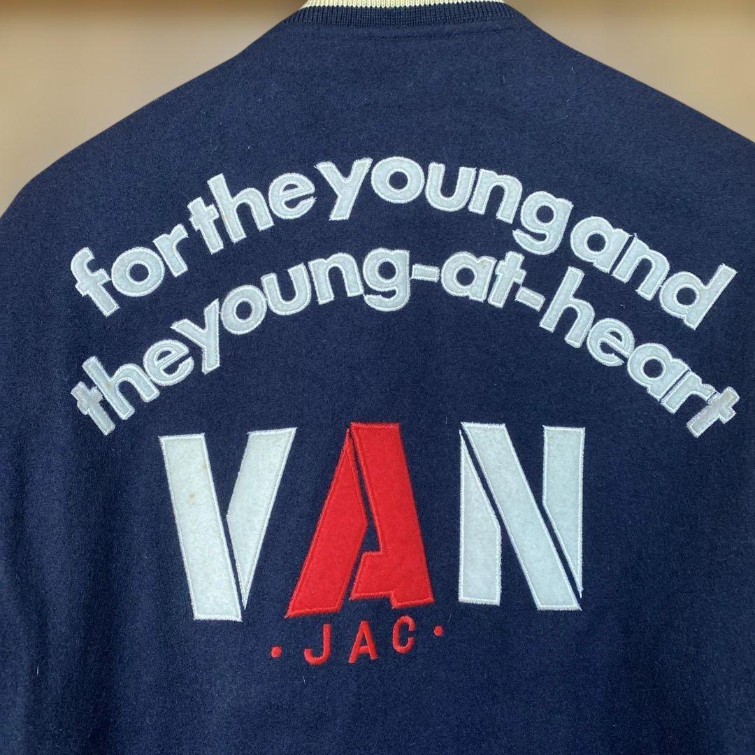 VAN JAC スタジアムジャンパー　袖皮　 Lサイズ　ネイビー