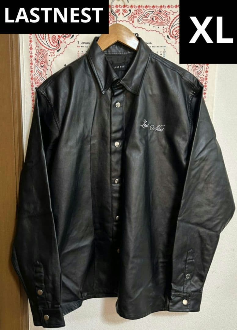 【激シブ・完売モデル】LASTNEST　レザー 長袖　シャツ　黒　ブラック　XL