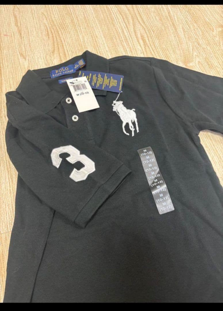 POLO RALPH LAUREN ブラックポロシャツ M (10-12)