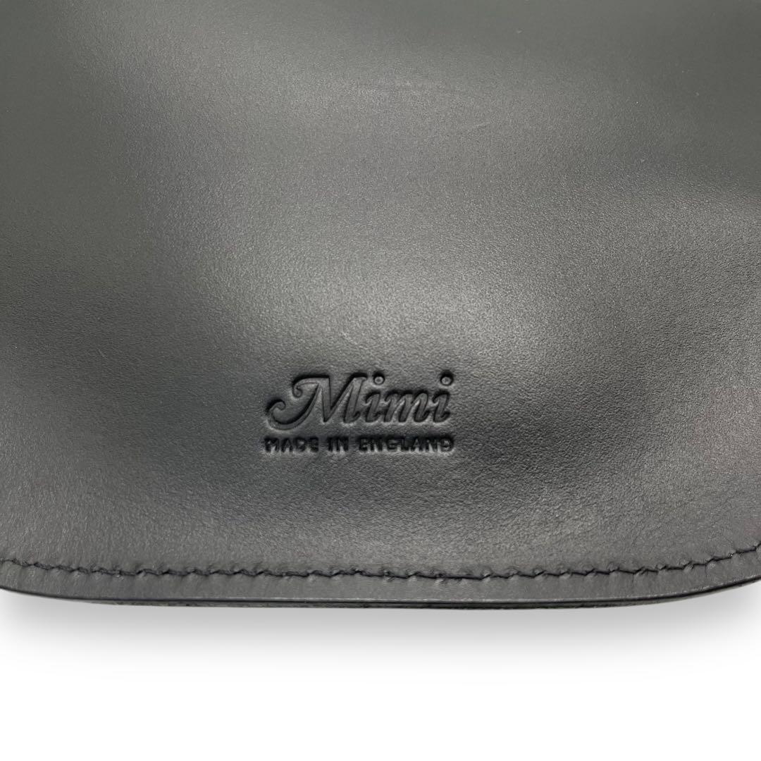 極美品■Mimi フランシス ショルダーバッグ ターンロック ロゴ型押し 黒