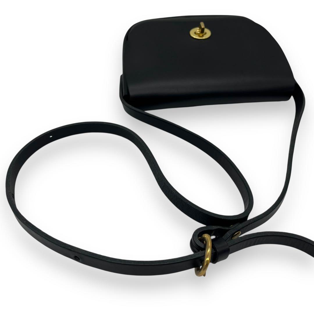 極美品■Mimi フランシス ショルダーバッグ ターンロック ロゴ型押し 黒