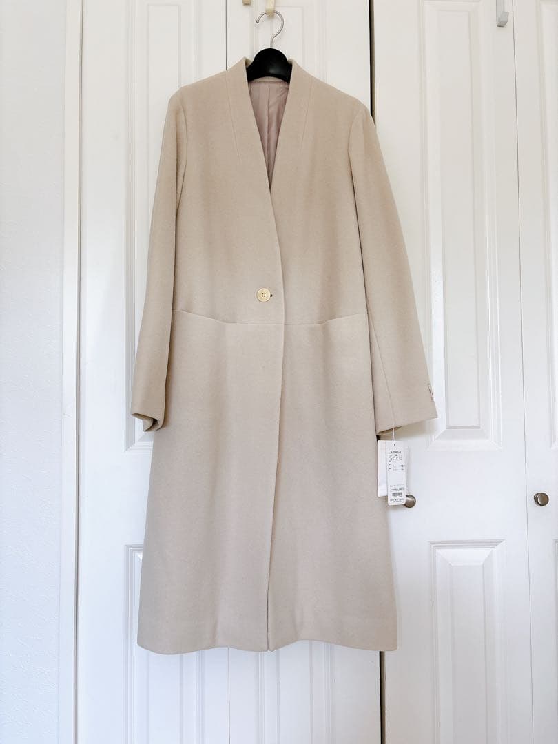高級レディース　セモアージュ　ウール　ノーカラー　ロングコート　新品　未使用品