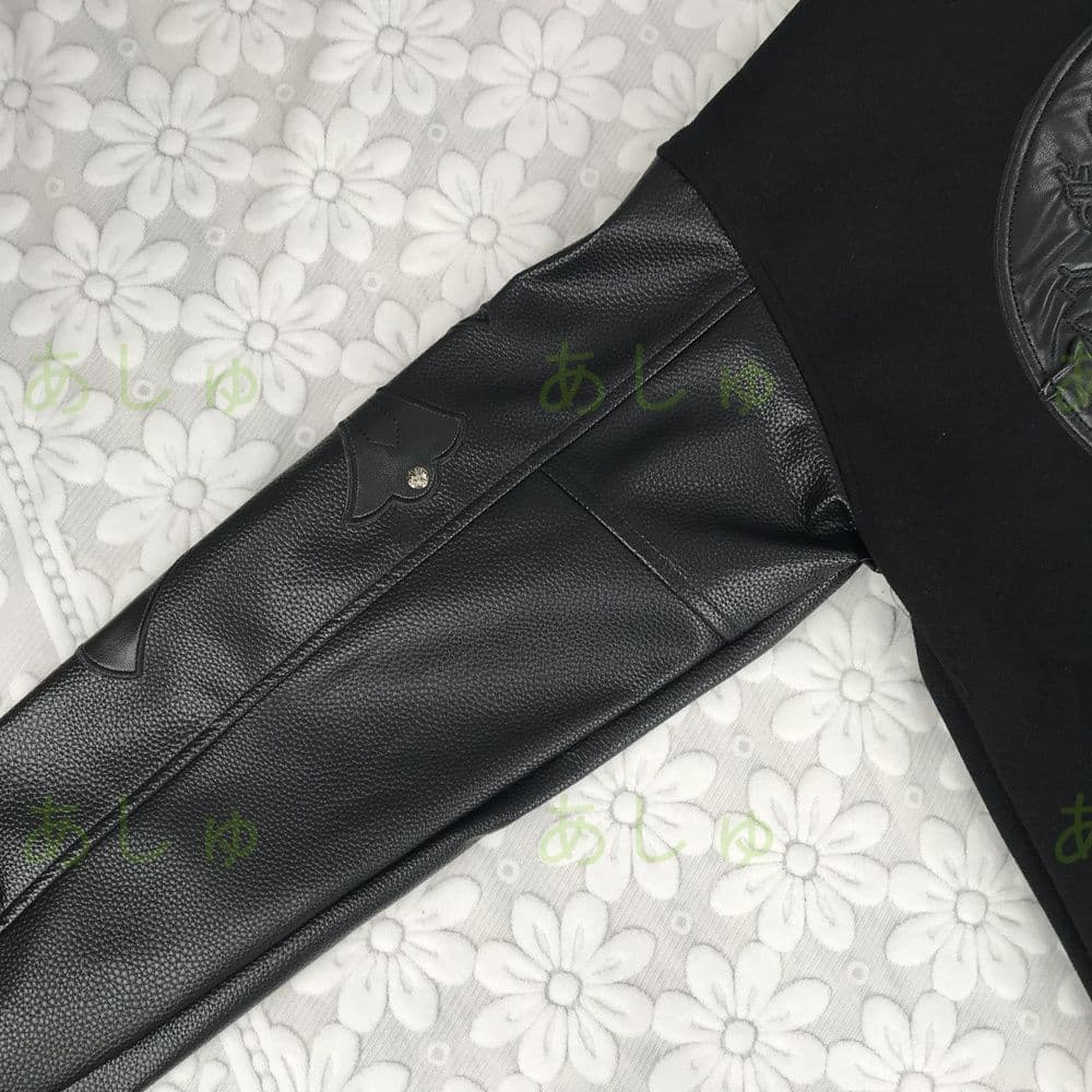 値下！ クロムハーツ スタジャン ブラックレザーＭ