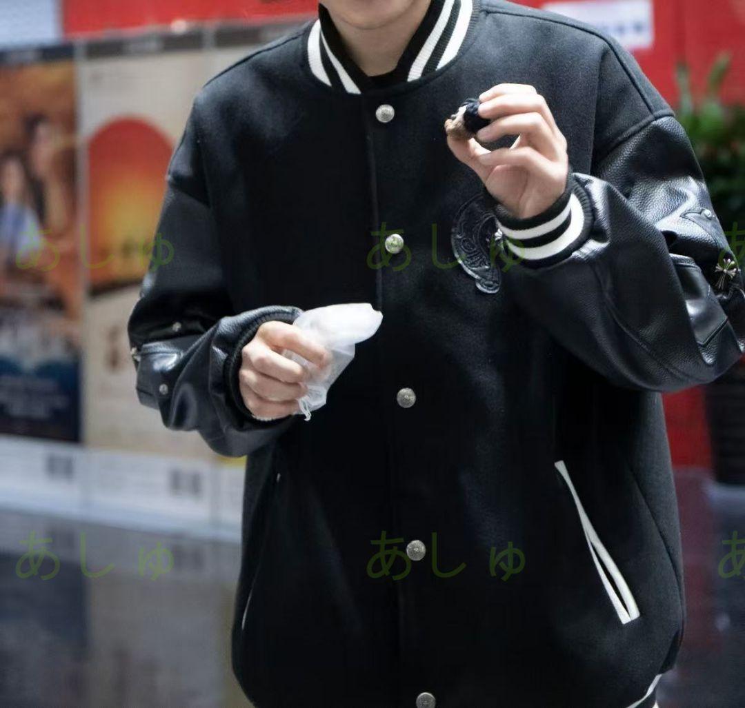 値下！ クロムハーツ スタジャン ブラックレザーＭ