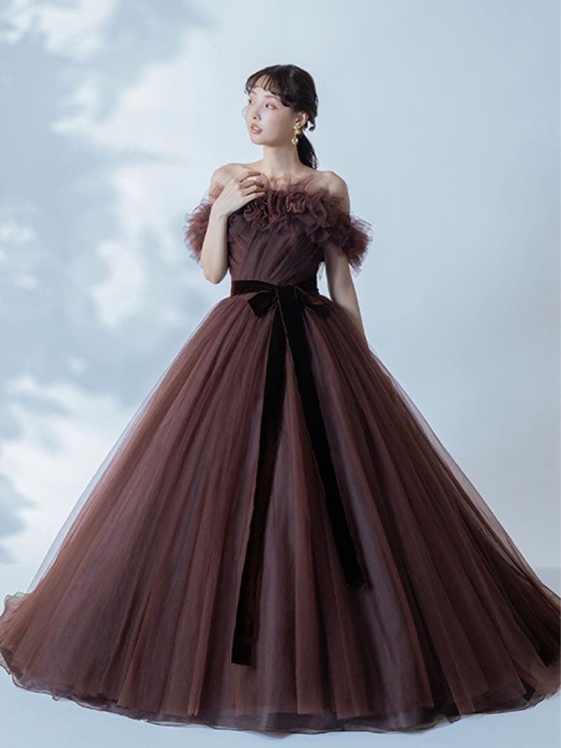 チュノアウェディング カラードレス ブラウン NOA0058_brown