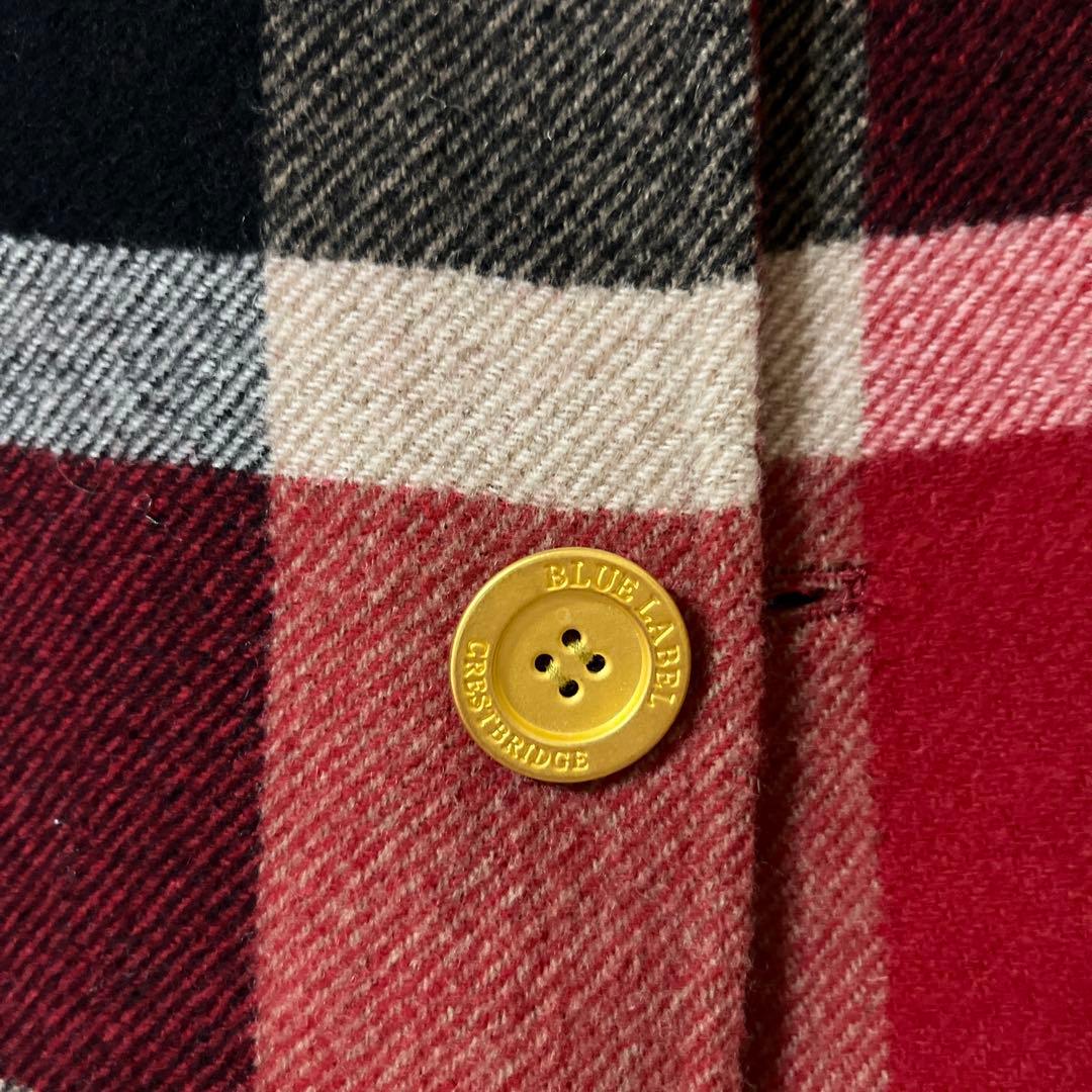 チェック柄　ポンチョ　リバーシブルファー付き　ブルーレーベル　BLUElabel