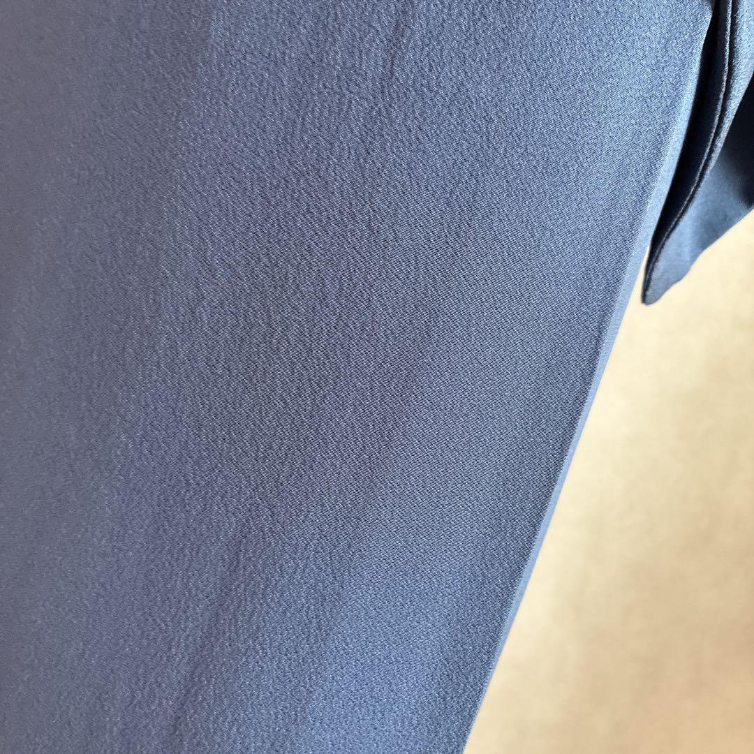 色無地　フルセット　着物　正絹　一つ紋　ブルー系　G4