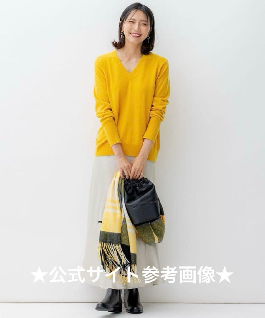 ★ケイト★♡23区♡カシミヤ チェック柄ストール♡イエロー♡2023