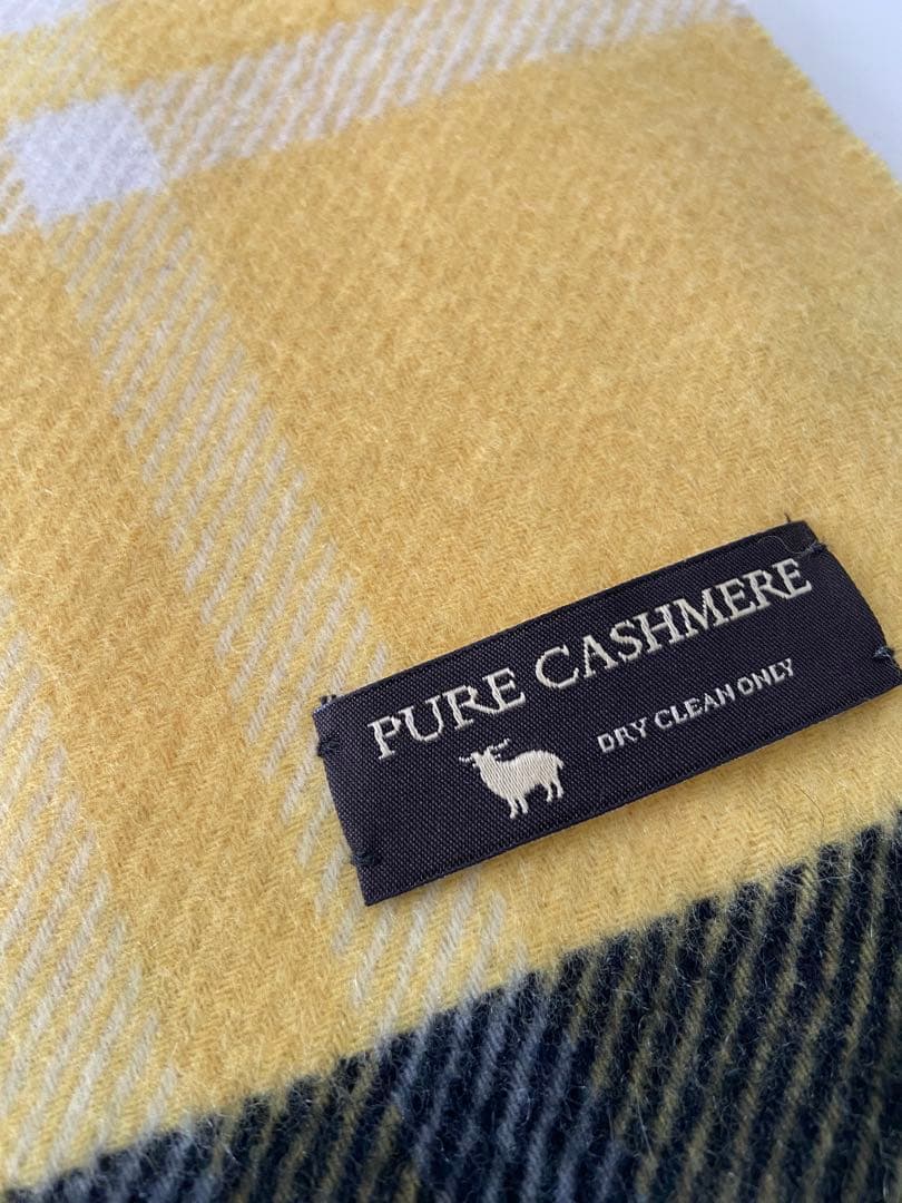 ★ケイト★♡23区♡カシミヤ チェック柄ストール♡イエロー♡2023