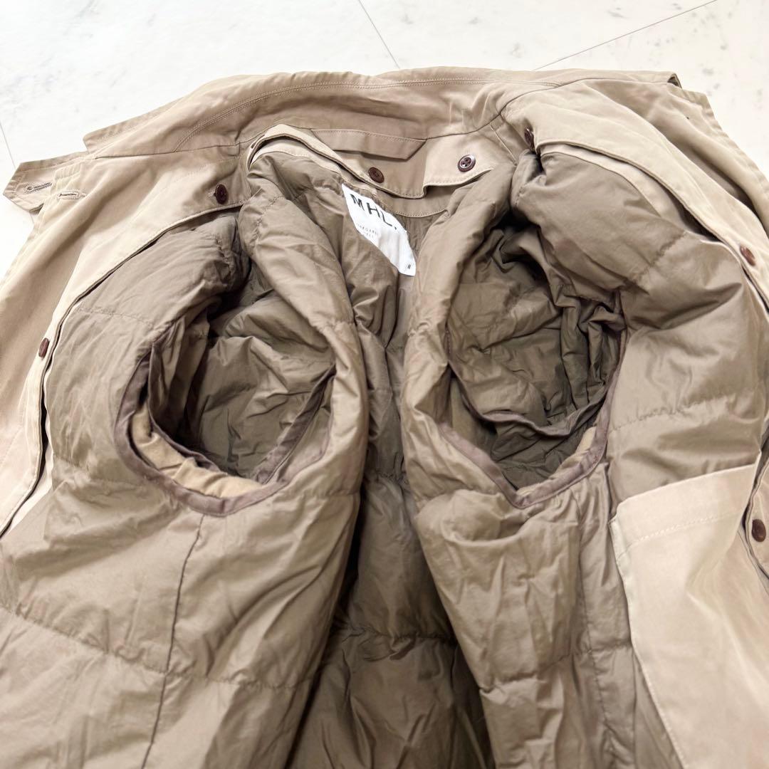 【美品】MHL. エムエイチエル ステンカラーコート ダウン ライナー ロング