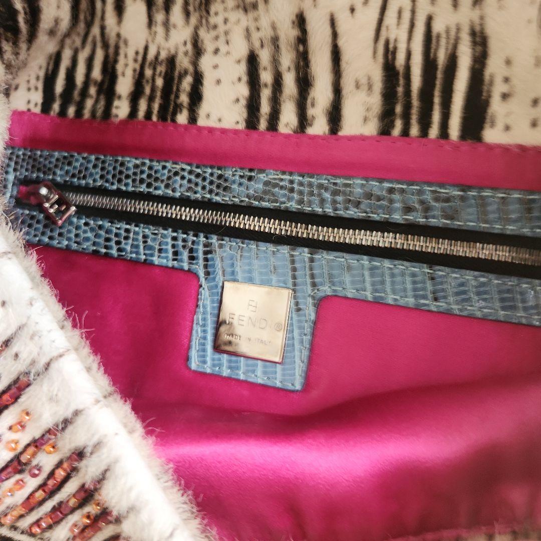 レア FENDIハラコ ビーズ装飾 パイソンショルダー バケットバッグ