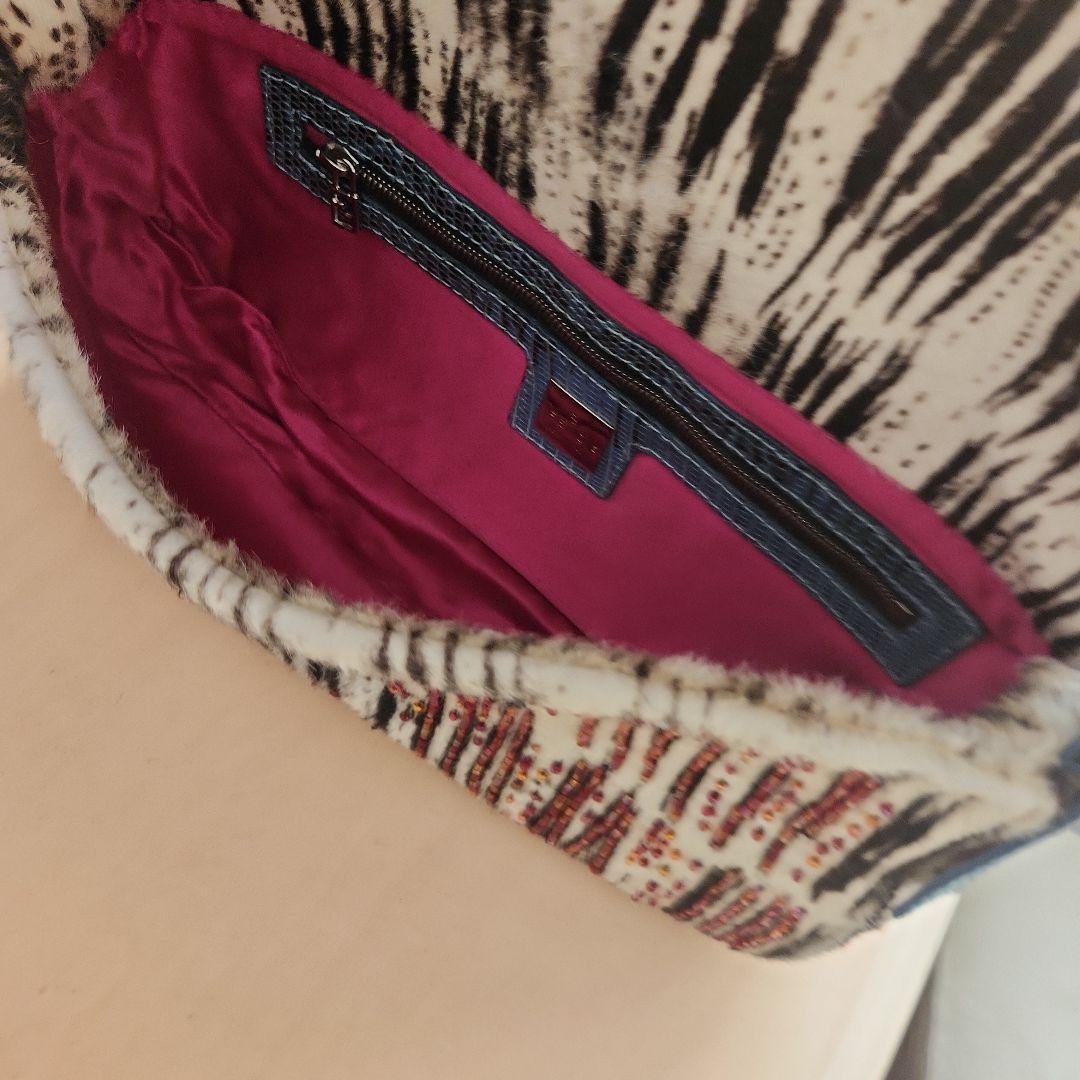 レア FENDIハラコ ビーズ装飾 パイソンショルダー バケットバッグ