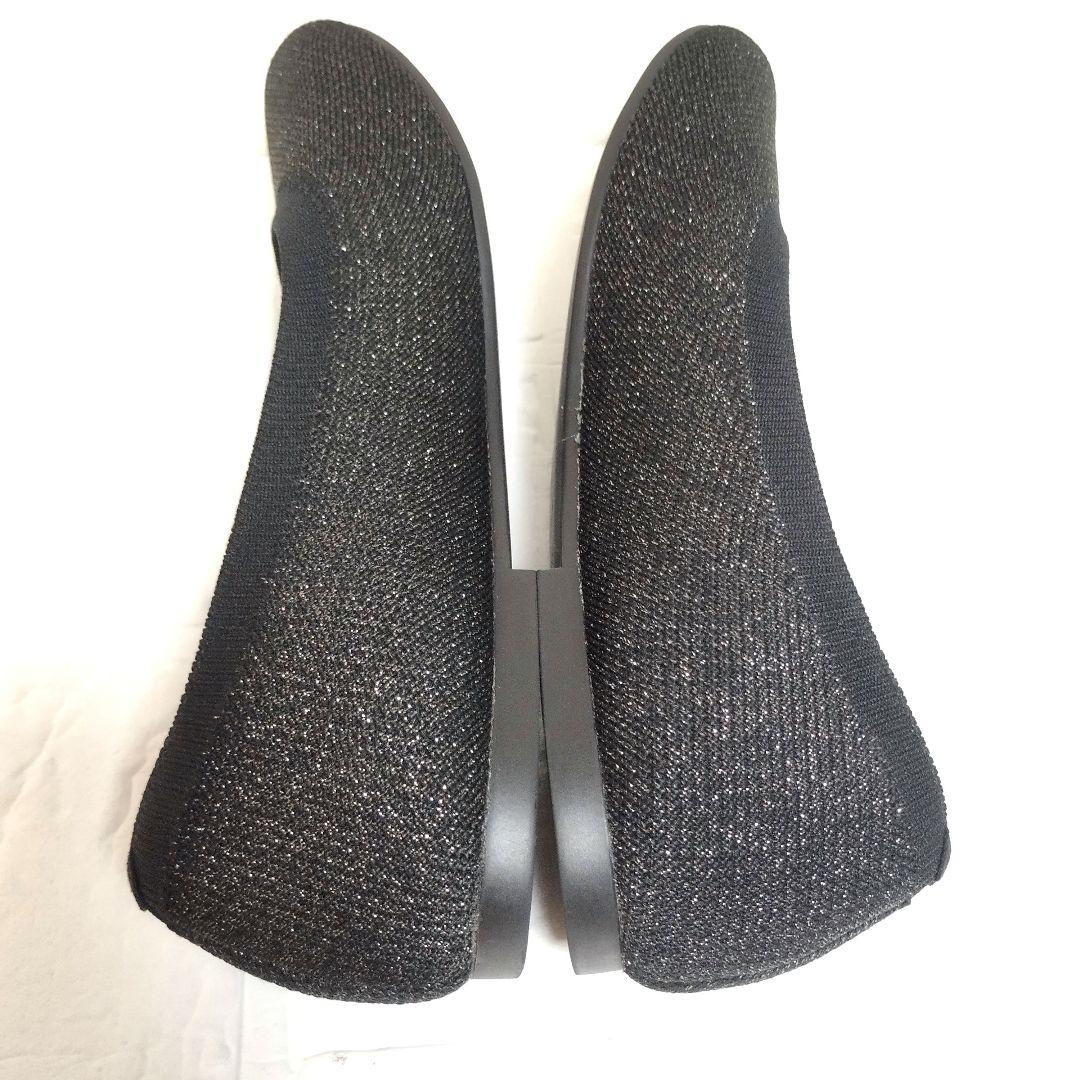 【極美品】VIVAIA フラットシューズ ラメ ブラック 黒25cm 39.5
