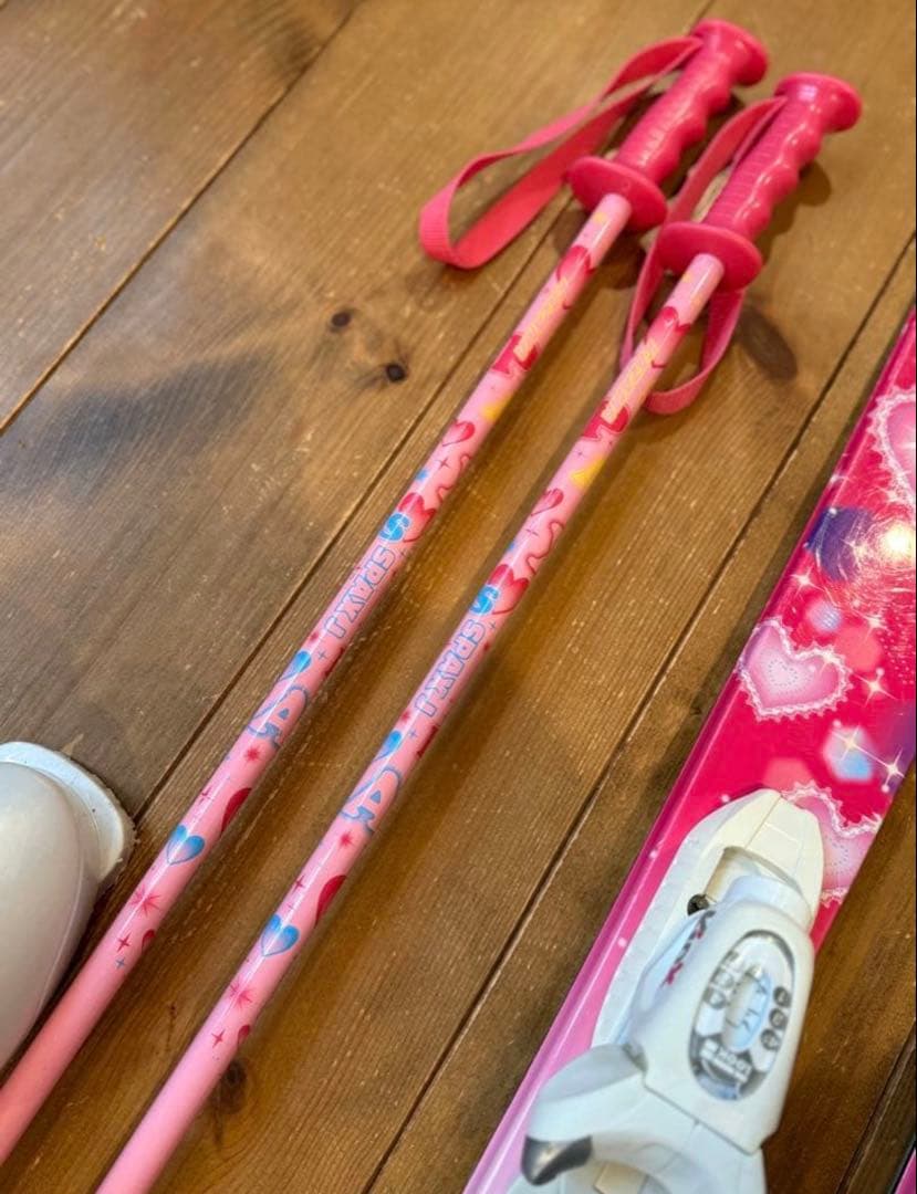 女の子 スキー板、ストック、ブーツセット　116㎝