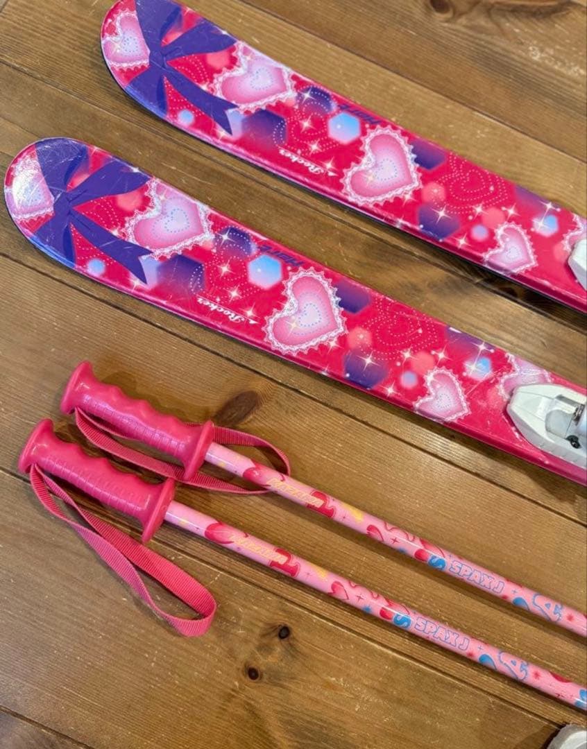 女の子 スキー板、ストック、ブーツセット　116㎝