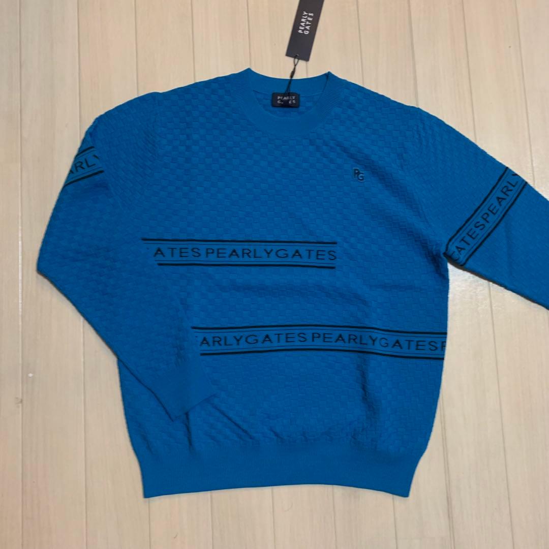新品■33,000円【パーリーゲイツ】メンズ　長袖セーター ウェア 6/LL 青