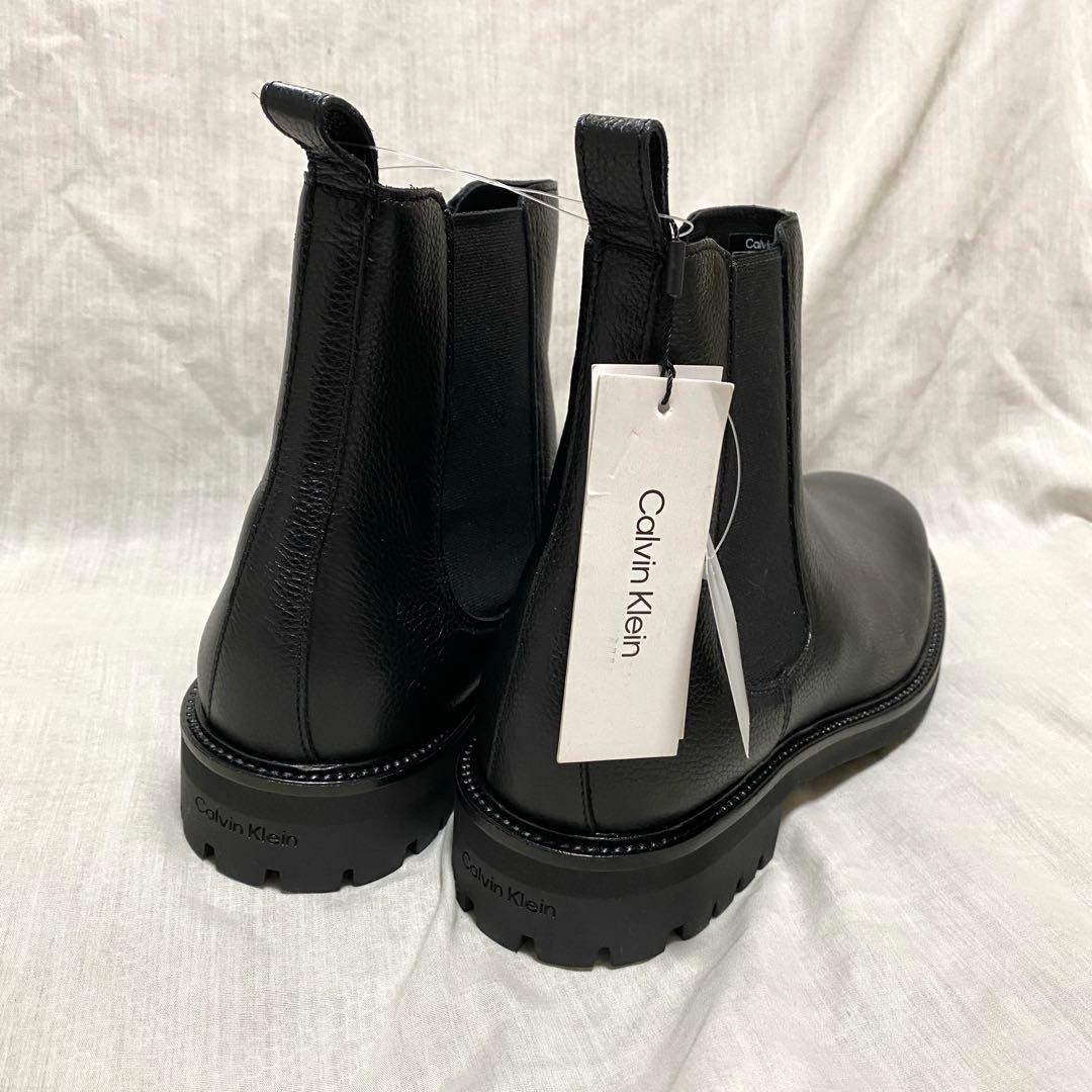 新品 本物 正規品 カルバンクライン メンズ レザー サイドゴアブーツ 黒