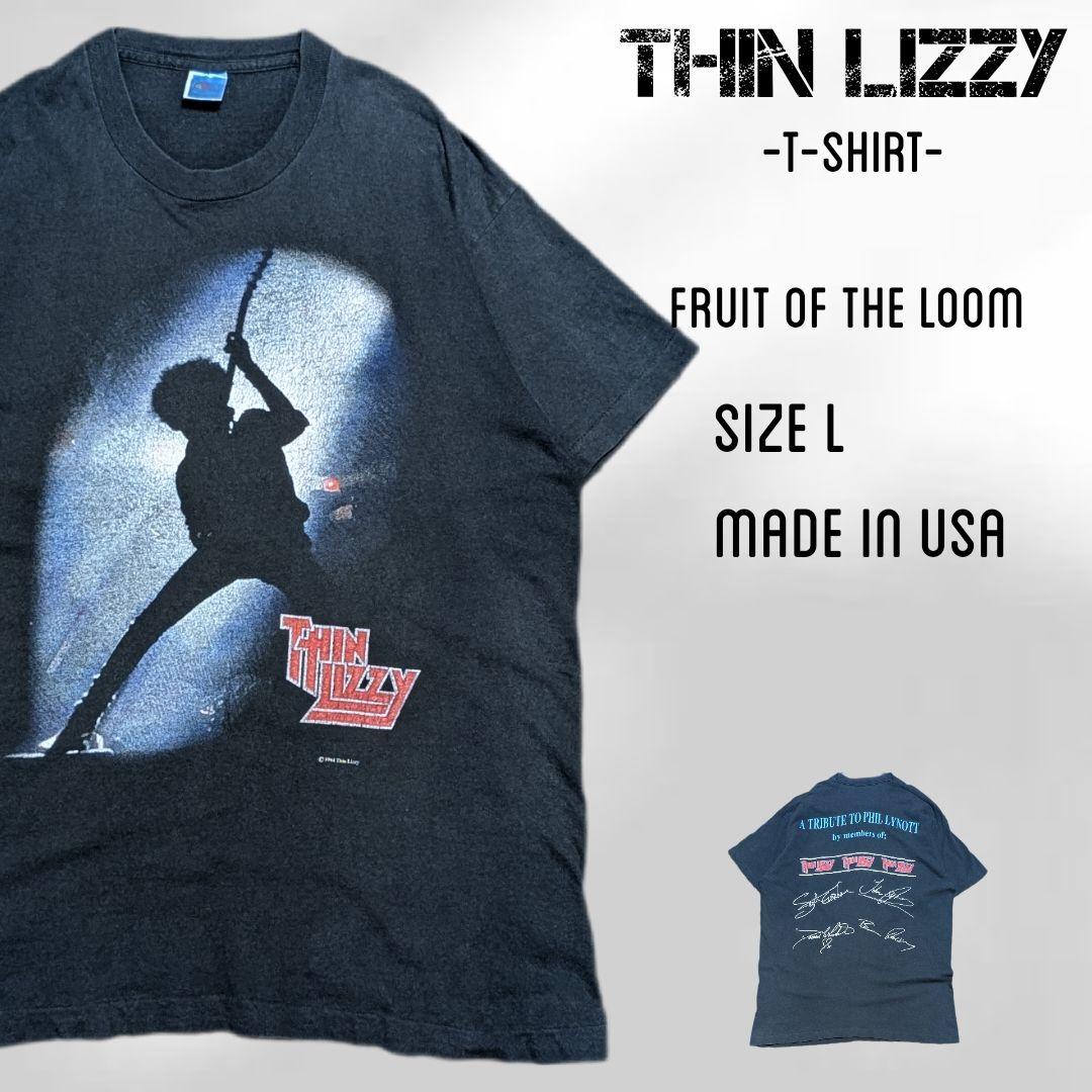 TURU　90s USA製　THIN LIZZY　Ｔシャツ　Ｌ　 ブラック