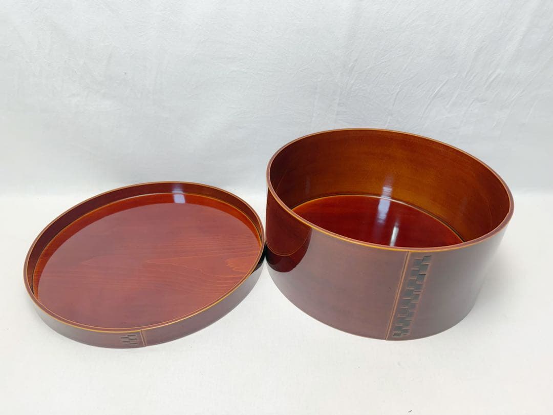 未使用 茶道具 紅 飛騨春慶塗 天然木製 茶櫃 伝統工芸 元箱