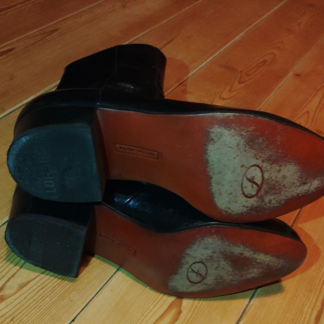 FLORSHEIM サイドジップ レザー ヒールブーツ ブラック 黒