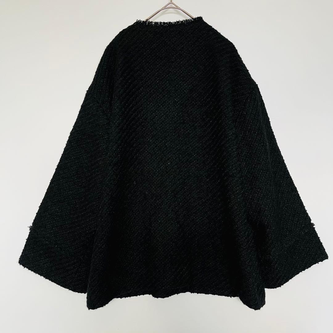 Loungedress ツイードジャケット ブラック ノーカラー 金ボタン