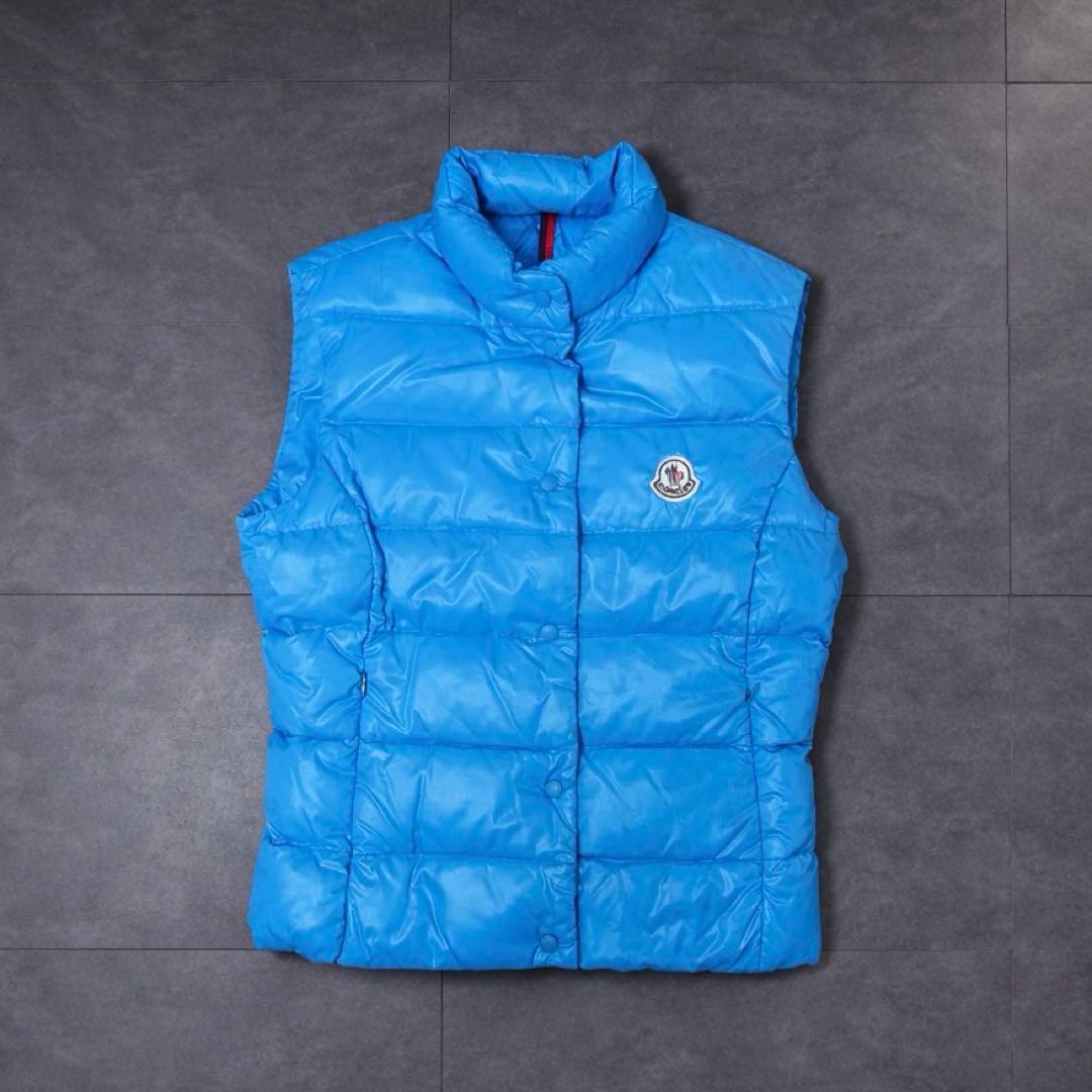 【廃盤モデル‼️】モンクレール ダウンベスト 希少0サイズ 水色系 レディース美品