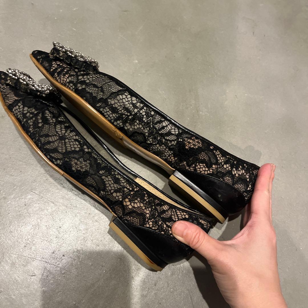 ※11月限定値下げ PIPPICHIC 黒ビジューレースパンプス