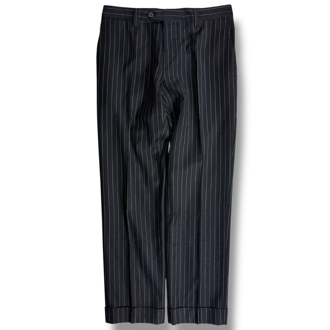 J7029 美品 ラルディーニ フランネルチョークストライプスーツ ブラック46