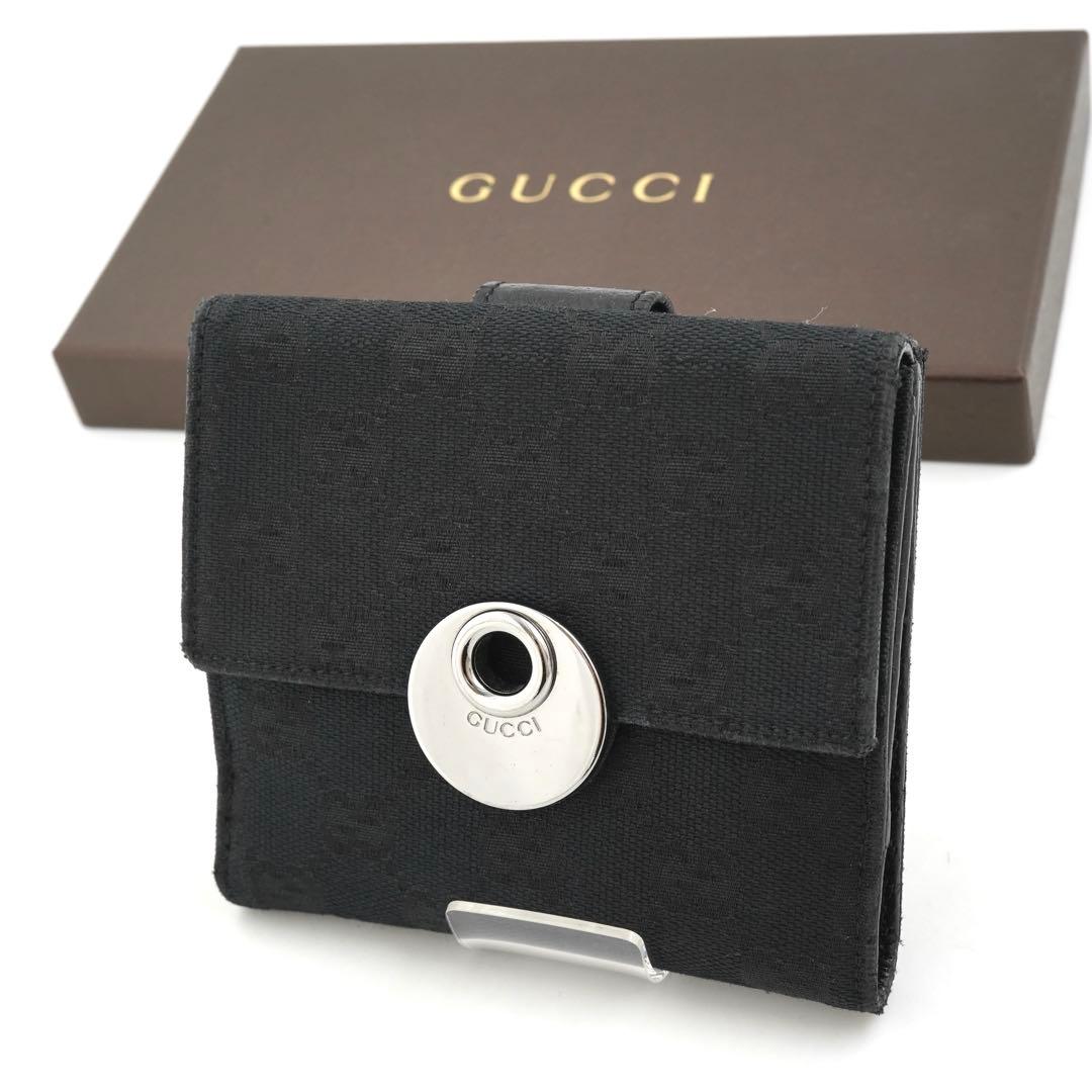 ✨未使用に近い✨　GUCCI ミニ財布　GGライン インターロッキング　ブラック