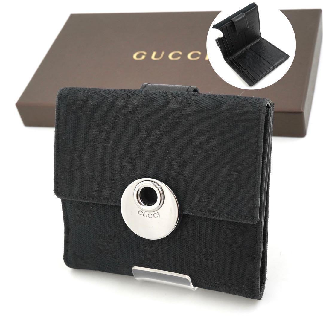 ✨未使用に近い✨　GUCCI ミニ財布　GGライン インターロッキング　ブラック