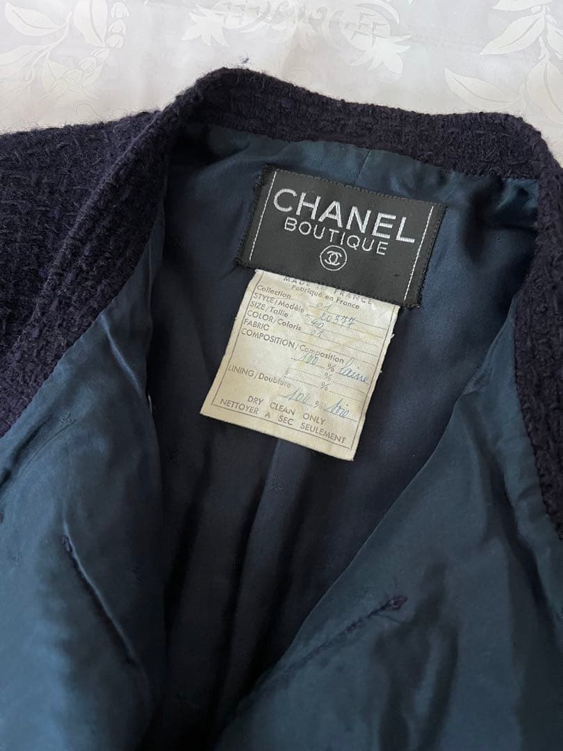 CHANEL シャネル ネイビー ツイード スーツ 美品