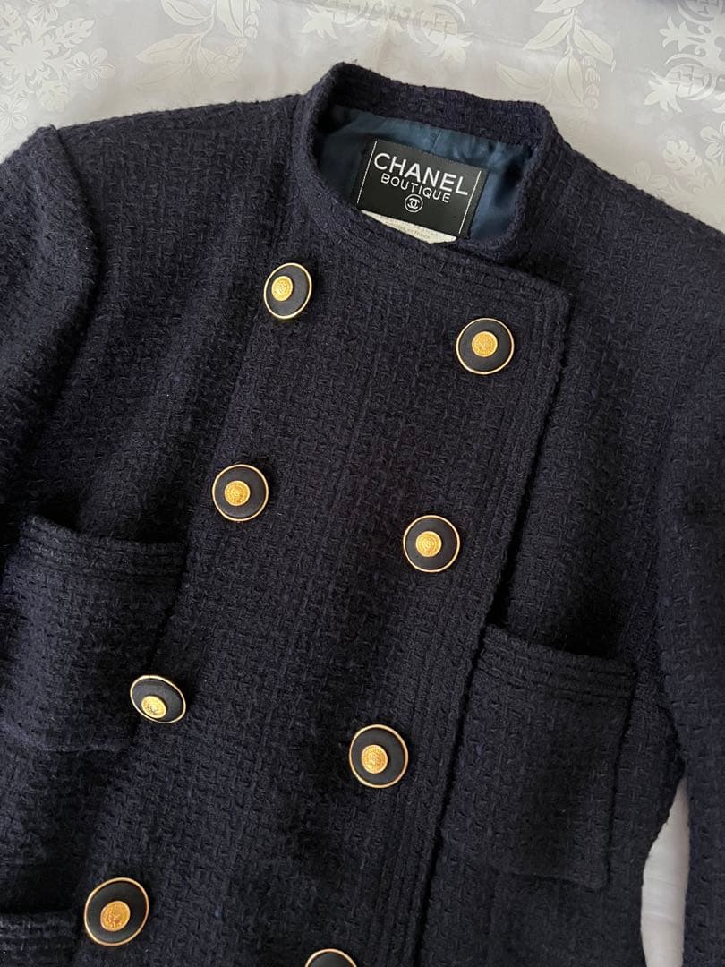 CHANEL シャネル ネイビー ツイード スーツ 美品