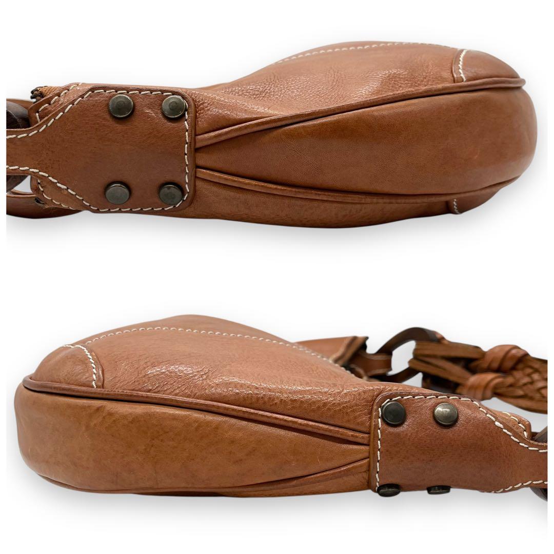 極美品■ドルチェ&ガッバーナ 編み込み ワンショルダー ホーボーバッグ フリンジ