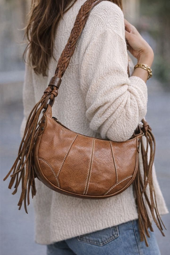 極美品■ドルチェ&ガッバーナ 編み込み ワンショルダー ホーボーバッグ フリンジ