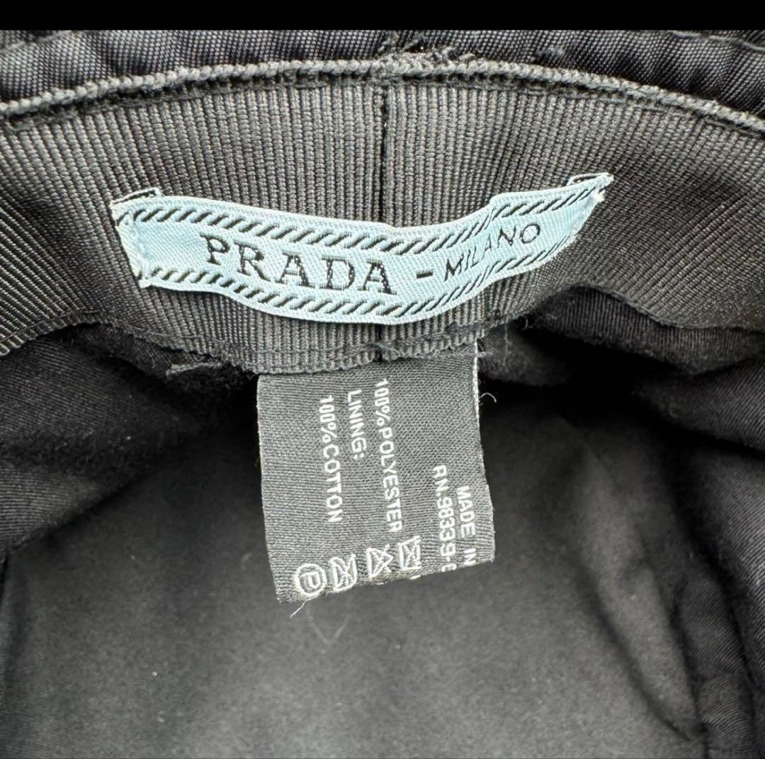 極美品✨PRADA バケットハット　ブラック　ナイロン　三角ロゴプレート