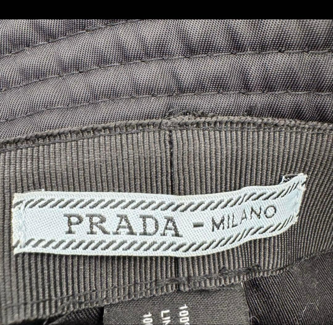 極美品✨PRADA バケットハット　ブラック　ナイロン　三角ロゴプレート